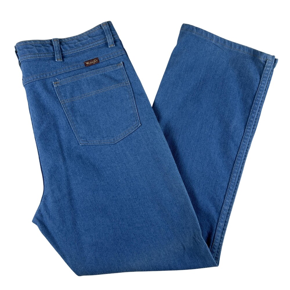 Vtg Wrangler Jeans Mens 38x31 Trouser Straight Leg Regular Fit Denim USA 80s 70s